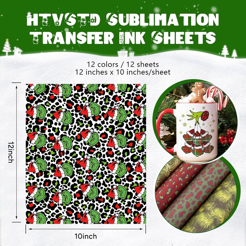 HTVSTD Christmas Sublimation Ink Transfer Sheets 12 Sheets 12'' x 10''Leopard Pattern Sublimation Paper Pattern Transfer Sheets for Mugs Tumblers DIY - Image 3